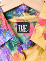 総柄 長袖 シルクシャツ