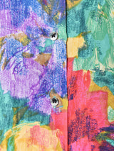 総柄 長袖 シルクシャツ