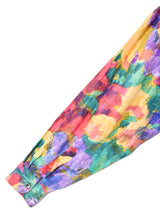 総柄 長袖 シルクシャツ