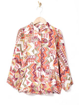 総柄 ドルマンスリーブ 長袖ブラウス