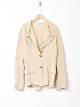 イタリア製 刺繍入り レースアップジャケット