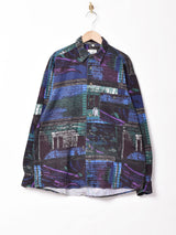 総柄 長袖シャツ