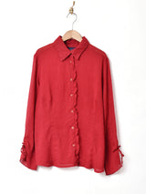 長袖 フリルブラウス