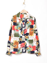 総柄 長袖シャツ