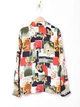 総柄 長袖シャツ