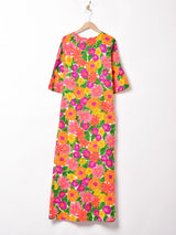 70's   花柄七分袖ワンピース