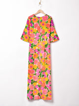 70's   花柄七分袖ワンピース