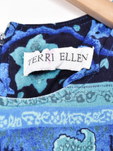 総柄 長袖ワンピース