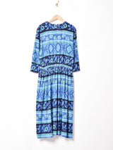 総柄 長袖ワンピース