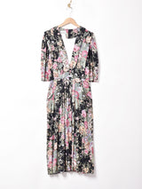 花柄 七分袖ワンピース