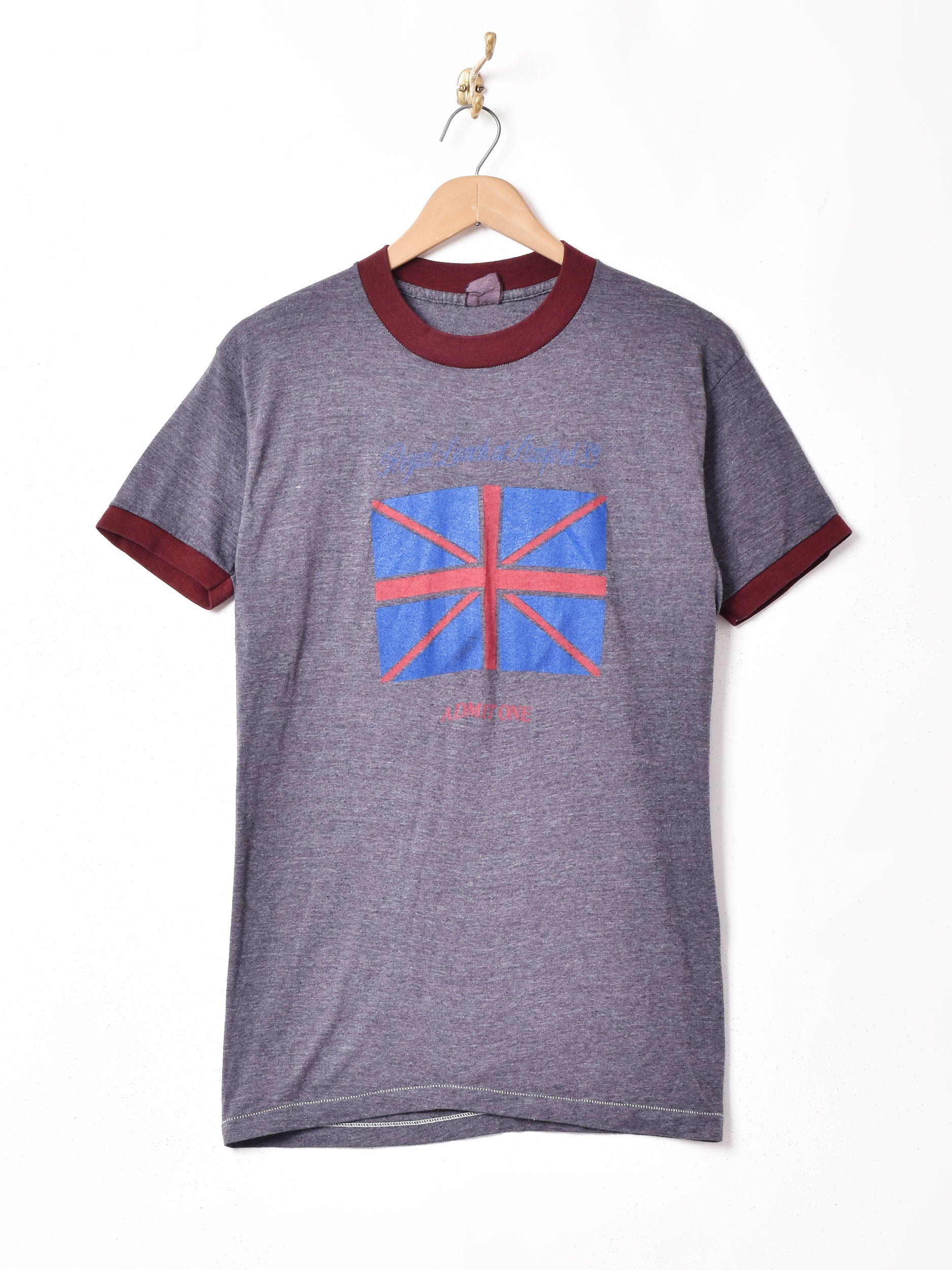 house on the hill 赤チェック Tシャツ 後染め 国旗プリント リンガーTシャツ – 古着屋Top of the Hill