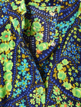 70's   花柄  フロントボタン 七分袖ワンピース