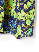 70's   花柄  フロントボタン 七分袖ワンピース