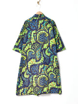 70's   花柄  フロントボタン 七分袖ワンピース