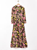 70's   花柄 長袖 マキシ丈ワンピース