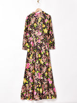 70's   花柄 長袖 マキシ丈ワンピース