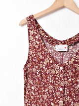 花柄 フロントオープン スリーブレスワンピース