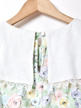 アメリカ製 花柄 ビッグカラー 長袖ワンピース