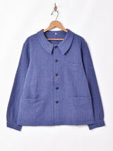 Backersコットンリネン ユーロワークジャケット ブルー
