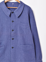 Backersコットンリネン ユーロワークジャケット ブルー