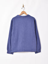 Backersコットンリネン ユーロワークジャケット ブルー