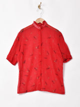 フリルカラー 半袖 シアーブラウス