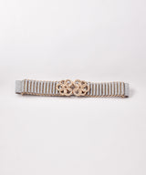 【6色展開】ラダーデザイン フラワーモチーフゴムベルト