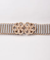 【6色展開】ラダーデザイン フラワーモチーフゴムベルト