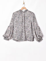 【2色展開】Meridianペイズリー柄 バルーンスリーブトップス ホワイト