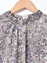 【2色展開】Meridianペイズリー柄 バルーンスリーブトップス ホワイト