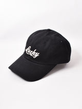 【3色展開】刺繍入り コットンキャップ  Lucky