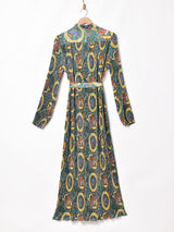 Meridian 総柄 プリーツ ワンピース