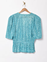 半袖 カシュクールデザイン ラメトップス