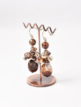 ブラウン×ホワイト ダングルピアス