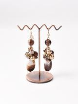 ブラウン×ホワイト ダングルピアス