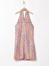 70's   ラメ糸混 総柄ホルターネックワンピース