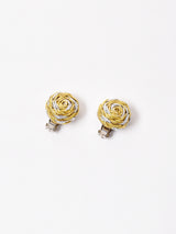 スパイラル イヤリング ゴールド×シルバー