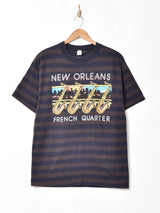 アメリカ製 ボーダー サックス プリントTシャツ