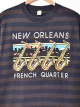 アメリカ製 ボーダー サックス プリントTシャツ