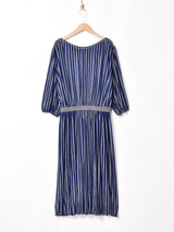 ラメ ストライプ プリーツワンピース