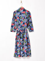 総柄 パフスリーブ 長袖ワンピース