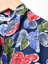 総柄 パフスリーブ 長袖ワンピース