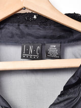 レース×ビーズ デザイン 長袖 シアーシャツ