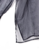 レース×ビーズ デザイン 長袖 シアーシャツ