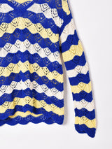 ウェーブデザイン 長袖 クロシェトップス