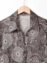 総柄 長袖 シアーシャツ