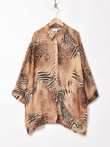 アニマル柄 オーバーシルエット 七分袖シャツ