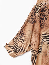 アニマル柄 オーバーシルエット 七分袖シャツ