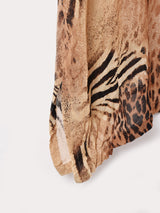 アニマル柄 オーバーシルエット 七分袖シャツ