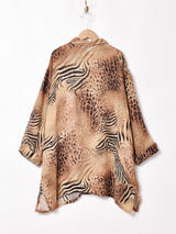 アニマル柄 オーバーシルエット 七分袖シャツ